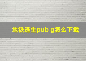 地铁逃生pub g怎么下载